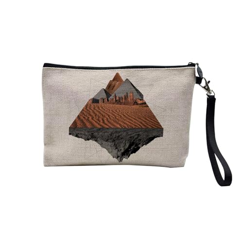 Tasche aus Leinen – Kollektion Creation Surrealistische Collage Art Surrealismus Skulptur Humor Ästhetik – Kosmetiktasche aus Leinen in Leinenoptik – Kulturbeutel – Geldbörse, Dreiecke, 23.5 x 15 cm, von Fabulous