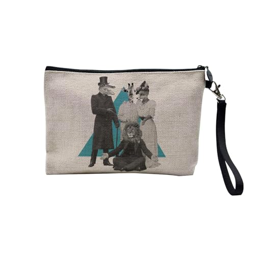 Tasche aus Leinen – Kollektion Creation Surrealistische Collage Art Surrealismus Skulptur Humor Ästhetik – Kosmetiktasche aus Leinen in Leinenoptik – Kulturbeutel – Geldbörse, Familie, 23.5 x 15 cm, von Fabulous