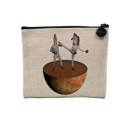 Tasche aus Leinen – Kollektion Creation Surrealistische Collage Art Surrealismus Skulptur Humor Ästhetik – Kosmetiktasche aus Leinen in Leinenoptik – Kulturbeutel – Geldbörse, Fish Fighters, 15 x 10 von Fabulous