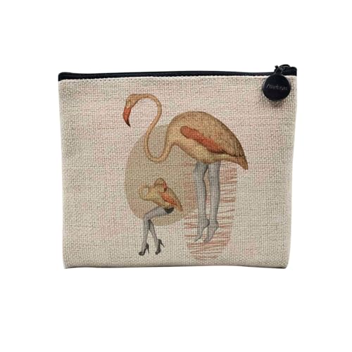 Tasche aus Leinen – Kollektion Creation Surrealistische Collage Art Surrealismus Skulptur Humor Ästhetik – Kosmetiktasche aus Leinen in Leinenoptik – Kulturbeutel – Geldbörse, Flamingo, 15 x 10 cm, Tasche aus Leinen – Kollektion Creation Surrealistische Collage Art Surrealismus Skulptur Humor Ästhetik – Kosmetiktasche aus Leinen in Leinenoptik – Kulturbeutel – Geldbörse, Flamingo, 15 x 10 cm, von Fabulous