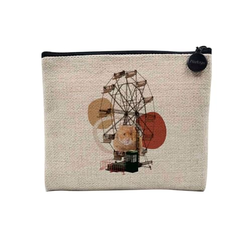Tasche aus Leinen – Kollektion Creation Surrealistische Collage Art Surrealismus Skulptur Humor Ästhetik – Kosmetiktasche aus Leinen in Leinenoptik – Kulturbeutel – Geldbörse, Hamster, 15 x 10 cm, von Fabulous