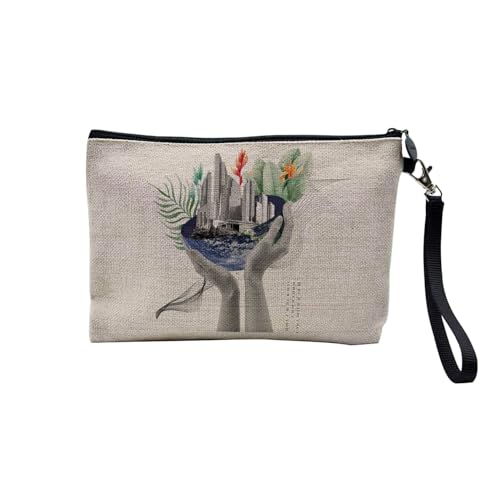 Tasche aus Leinen – Kollektion Creation Surrealistische Collage Art Surrealismus Skulptur Humor Ästhetik – Kosmetiktasche aus Leinen in Leinenoptik – Kulturbeutel – Geldbörse, Hand, 23.5 x 15 cm, von Fabulous