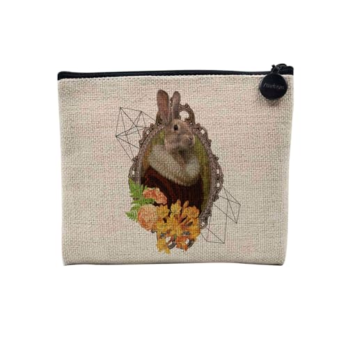 Tasche aus Leinen – Kollektion Creation Surrealistische Collage Art Surrealismus Skulptur Humor Ästhetik – Kosmetiktasche aus Leinen in Leinenoptik – Kulturbeutel – Geldbörse, Hase, 15 x 10 cm, von Fabulous