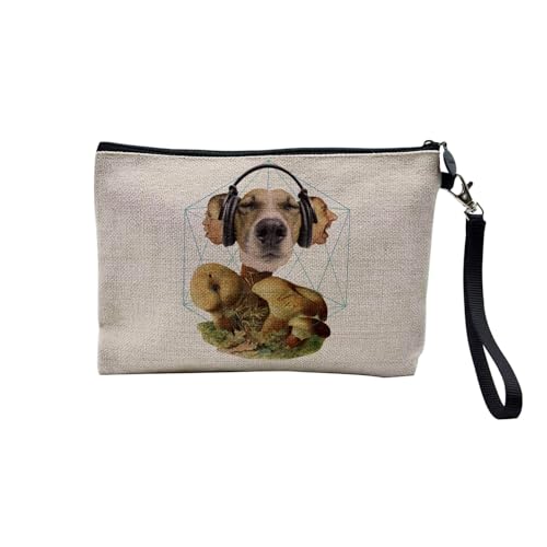 Tasche aus Leinen – Kollektion Creation Surrealistische Collage Art Surrealismus Skulptur Humor Ästhetik – Kosmetiktasche aus Leinen in Leinenoptik – Kulturbeutel – Geldbörse, Hundehelm, 23.5 x 15 cm, von Fabulous