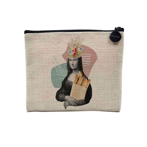 Tasche aus Leinen – Kollektion Creation Surrealistische Collage Art Surrealismus Skulptur Humor Ästhetik – Kosmetiktasche aus Leinen in Leinenoptik – Kulturbeutel – Geldbörse, Joconde, 15 x 10 cm, von Fabulous