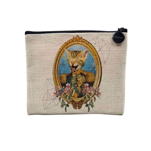 Tasche aus Leinen – Kollektion Creation Surrealistische Collage Art Surrealismus Skulptur Humor Ästhetik – Kosmetiktasche aus Leinen in Leinenoptik – Kulturbeutel – Geldbörse, Kapitänskatze, 15 x 10 von Fabulous