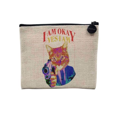 Tasche aus Leinen – Kollektion Creation Surrealistische Collage Art Surrealismus Skulptur Humor Ästhetik – Kosmetiktasche aus Leinen in Leinenoptik – Kulturbeutel – Geldbörse, Katze Pistole, 15 x 10 Tasche aus Leinen – Kollektion Creation Surrealistische Collage Art Surrealismus Skulptur Humor Ästhetik – Kosmetiktasche aus Leinen in Leinenoptik – Kulturbeutel – Geldbörse, Katze Pistole, 15 x 10 von Fabulous