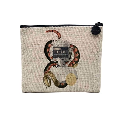 Tasche aus Leinen – Kollektion Creation Surrealistische Collage Art Surrealismus Skulptur Humor Ästhetik – Kosmetiktasche aus Leinen in Leinenoptik – Kulturbeutel – Geldbörse, Medusa, 15 x 10 cm, von Fabulous
