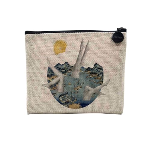 Tasche aus Leinen – Kollektion Creation Surrealistische Collage Art Surrealismus Skulptur Humor Ästhetik – Kosmetiktasche aus Leinen in Leinenoptik – Kulturbeutel – Geldbörse, Nagasaki, 15 x 10 cm, von Fabulous