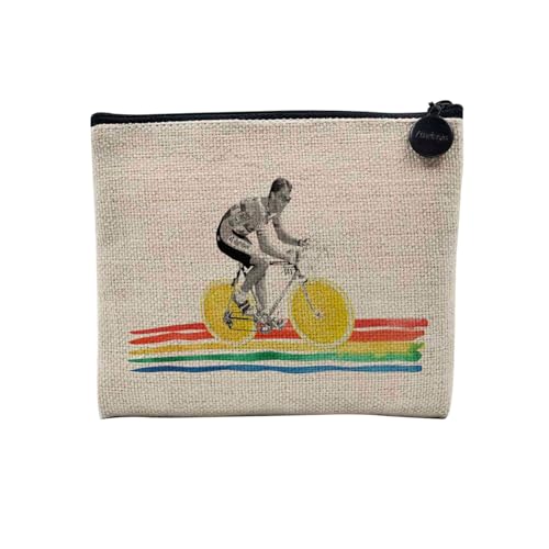 Tasche aus Leinen – Kollektion Creation Surrealistische Collage Art Surrealismus Skulptur Humor Ästhetik – Kosmetiktasche aus Leinen in Leinenoptik – Kulturbeutel – Geldbörse, Radfahrer, 15 x 10 cm, von Fabulous