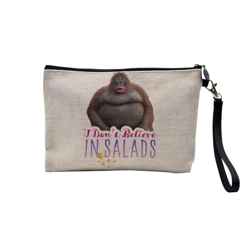 Tasche aus Leinen – Kollektion Creation Surrealistische Collage Art Surrealismus Skulptur Humor Ästhetik – Kosmetiktasche aus Leinen in Leinenoptik – Kulturbeutel – Geldbörse, Salat Affe, 23.5 x 15 von Fabulous