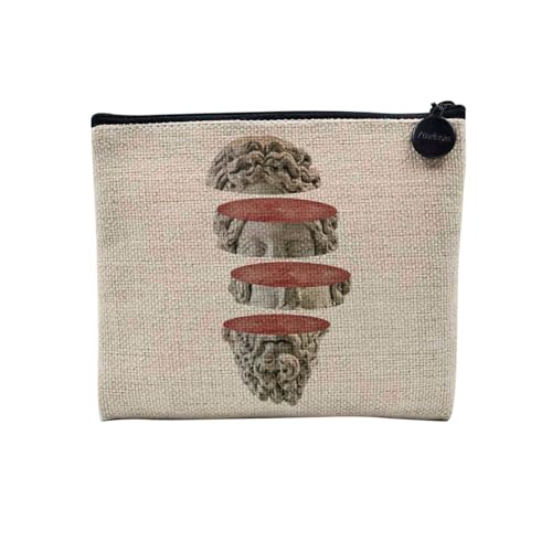 Tasche aus Leinen – Kollektion Creation Surrealistische Collage Art Surrealismus Skulptur Humor Ästhetik – Kosmetiktasche aus Leinen in Leinenoptik – Kulturbeutel – Geldbörse, Skulptur Kopf, 15 x 10 von Fabulous