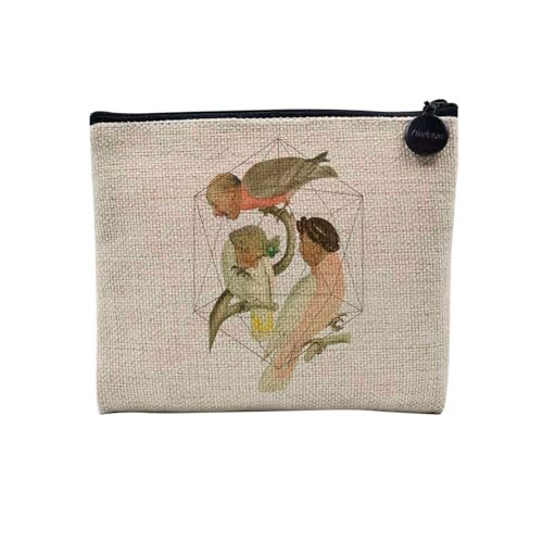 Tasche aus Leinen – Kollektion Creation Surrealistische Collage Art Surrealismus Skulptur Humor Ästhetik – Kosmetiktasche aus Leinen in Leinenoptik – Kulturbeutel – Geldbörse, Sprechender Kopf, 15 x von Fabulous