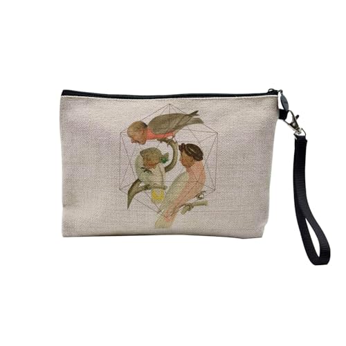 Tasche aus Leinen – Kollektion Creation Surrealistische Collage Art Surrealismus Skulptur Humor Ästhetik – Kosmetiktasche aus Leinen in Leinenoptik – Kulturbeutel – Geldbörse, Sprechender Kopf, 23.5 x von Fabulous