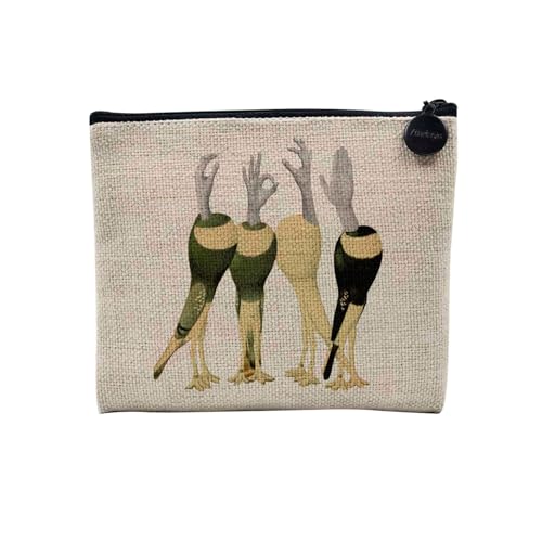 Tasche aus Leinen – Kollektion Creation Surrealistische Collage Art Surrealismus Skulptur Humor Ästhetik – Kosmetiktasche aus Leinen in Leinenoptik – Kulturbeutel – Geldbörse, Tauben und Hände, 15 x von Fabulous