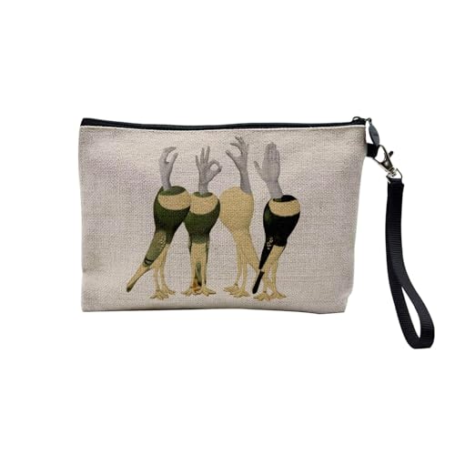 Tasche aus Leinen – Kollektion Creation Surrealistische Collage Art Surrealismus Skulptur Humor Ästhetik – Kosmetiktasche aus Leinen in Leinenoptik – Kulturbeutel – Geldbörse, Tauben und Hände, 23.5 x von Fabulous