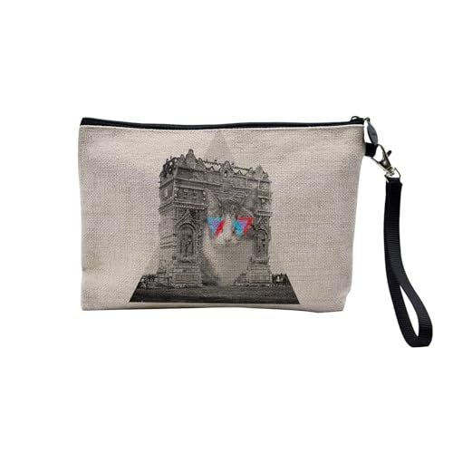 Tasche aus Leinen – Kollektion Creation Surrealistische Collage Art Surrealismus Skulptur Humor Ästhetik – Kosmetiktasche aus Leinen in Leinenoptik – Kulturbeutel – Geldbörse, Triumphkatze, 23.5 x 15 von Fabulous