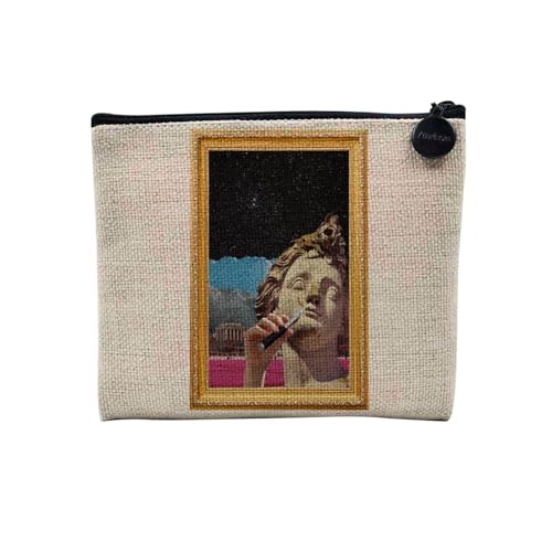 Tasche aus Leinen – Kollektion Creation Surrealistische Collage Art Surrealismus Skulptur Humor Ästhetik – Kosmetiktasche aus Leinen in Leinenoptik – Kulturbeutel – Geldbörse, Vaporizer, 15 x 10 cm, von Fabulous
