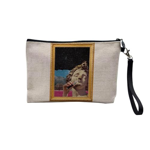 Tasche aus Leinen – Kollektion Creation Surrealistische Collage Art Surrealismus Skulptur Humor Ästhetik – Kosmetiktasche aus Leinen in Leinenoptik – Kulturbeutel – Geldbörse, Vaporizer, 23.5 x 15 cm, von Fabulous