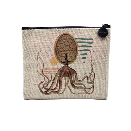 Tasche aus Leinen – Kollektion Creation Surrealistische Collage Art Surrealismus Skulptur Humor Ästhetik – Kosmetiktasche aus Leinen in Leinenoptik – Kulturbeutel – Geldbörse, braun, 15 x 10 cm, von Fabulous