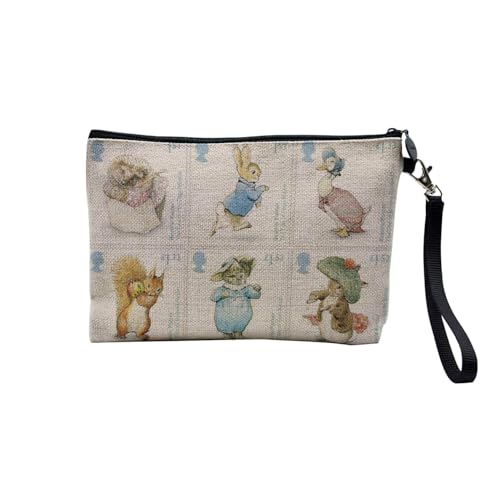 Tasche aus Leinen – Kollektion Illustration Beatrice Potter Malerei Kinder Kaninchen Kätzchen Maus Tiere – Kosmetiktasche aus Segeltuch in Leinenoptik – Kulturbeutel – Geldbörse, Illustration Stempel, von Fabulous