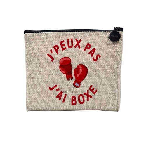 Tasche aus Leinen – Kollektion J'Peux Pas J'ai Humor Witz Passion Musikinstrument Sport Hobbies – Kosmetiktasche aus Leinen – Kulturbeutel – Geldbörse, Boxen, 15 x 10 cm, Kosmetiktasche von Fabulous