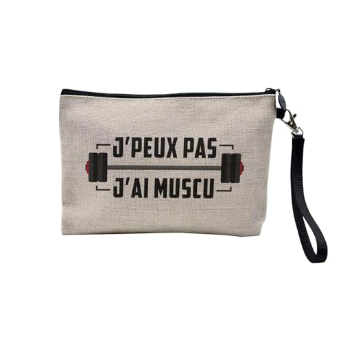 Tasche aus Leinen – Kollektion J'Peux Pas J'ai Humor Witz Passion Musikinstrument Sport Hobbies – Kosmetiktasche aus Leinen – Kulturbeutel – Geldbörse, Moschus, 23.5 x 15 cm, Kosmetiktasche von Fabulous
