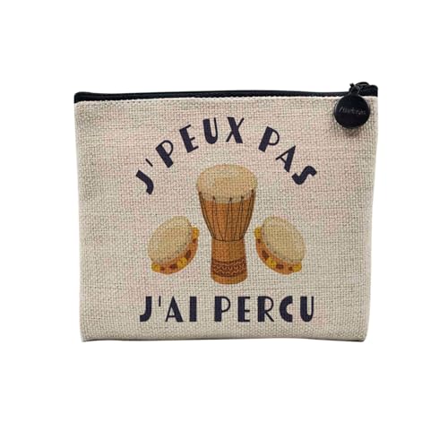 Tasche aus Leinen – Kollektion J'Peux Pas J'ai Humor Witz Passion Musikinstrument Sport Hobbies – Kosmetiktasche aus Leinen – Kulturbeutel – Geldbörse, Percu, 15 x 10 cm, Kosmetiktasche von Fabulous
