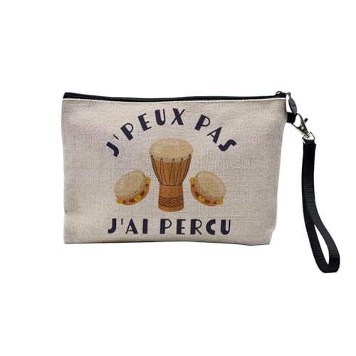Tasche aus Leinen – Kollektion J'Peux Pas J'ai Humor Witz Passion Musikinstrument Sport Hobbies – Kosmetiktasche aus Leinen – Kulturbeutel – Geldbörse, Percu, 23.5 x 15 cm, Kosmetiktasche von Fabulous