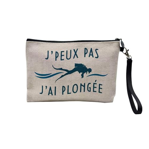 Tasche aus Leinen – Kollektion J'Peux Pas J'ai Humor Witz Passion Musikinstrument Sport Hobbies – Kosmetiktasche aus Leinen – Kulturbeutel – Geldbörse, Tauchen, 23.5 x 15 cm, Kosmetiktasche von Fabulous