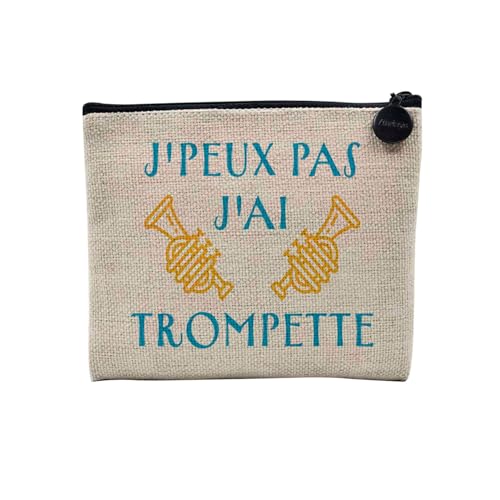 Tasche aus Leinen – Kollektion J'Peux Pas J'ai Humor Witz Passion Musikinstrument Sport Hobbies – Kosmetiktasche aus Leinen – Kulturbeutel – Geldbörse, Trompete, 15 x 10 cm, Kosmetiktasche von Fabulous