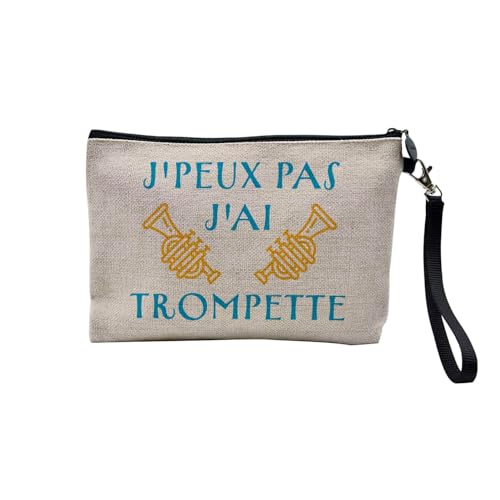 Tasche aus Leinen – Kollektion J'Peux Pas J'ai Humor Witz Passion Musikinstrument Sport Hobbies – Kosmetiktasche aus Leinen – Kulturbeutel – Geldbörse, Trompete, 23.5 x 15 cm, Kosmetiktasche von Fabulous