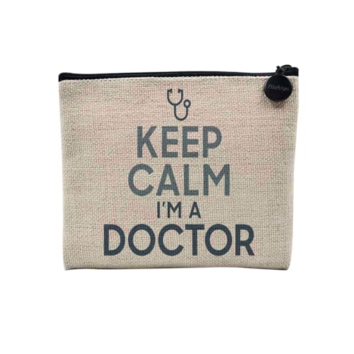 Tasche aus Leinen – Kollektion Keep Calm Parodie England Großbritannien – Kosmetiktasche aus Leinen in Leinenoptik – Kulturbeutel – Geldbörse, Doctor, 15 x 10 cm, Kosmetiktasche von Fabulous