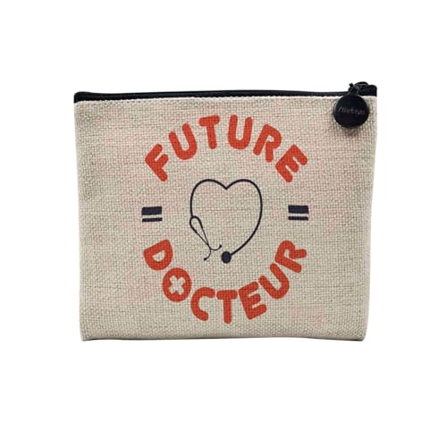 Tasche aus Leinen – Kollektion Kinder Zukunft Beruf Helden Leidenschaft Freizeit Geburtstag – Kosmetiktasche aus Segeltuch in Leinenoptik – Kulturbeutel – Geldbörse, Doktor - Mädchen, 15 x 10 cm, von Fabulous