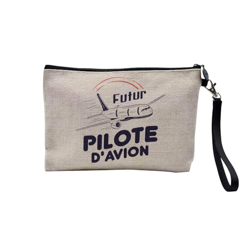 Tasche aus Leinen – Kollektion Kinder Zukunft Beruf Helden Leidenschaft Freizeit Geburtstag – Kosmetiktasche aus Segeltuch in Leinenoptik – Kulturbeutel – Geldbörse, Pilot - Jungen, 23.5 x 15 cm, von Fabulous
