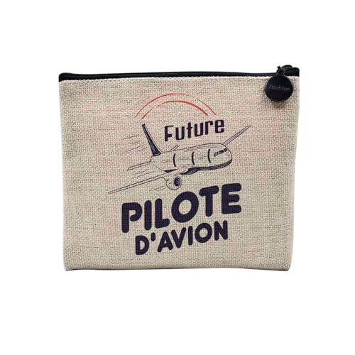 Tasche aus Leinen – Kollektion Kinder Zukunft Beruf Helden Leidenschaft Freizeit Geburtstag – Kosmetiktasche aus Segeltuch in Leinenoptik – Kulturbeutel – Geldbörse, Pilot - Mädchen, 15 x 10 cm, von Fabulous