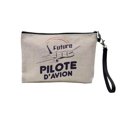 Tasche aus Leinen – Kollektion Kinder Zukunft Beruf Helden Leidenschaft Freizeit Geburtstag – Kosmetiktasche aus Segeltuch in Leinenoptik – Kulturbeutel – Geldbörse, Pilot - Mädchen, 23.5 x 15 cm, von Fabulous