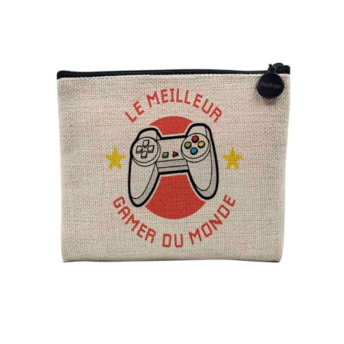 Tasche aus Leinen – Kollektion Le Best Le Meilleur du Monde Passion Beruf Freizeit Sport Collegue Familie – Kosmetiktasche aus Leinen in Leinenoptik – Kulturbeutel – Geldbörse, Gamer – Herren, 15 x 10 von Fabulous