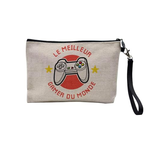 Tasche aus Leinen – Kollektion Le Best Le Meilleur du Monde Passion Beruf Freizeit Sport Collegue Familie – Kosmetiktasche aus Leinen in Leinenoptik – Kulturbeutel – Geldbörse, Gamer – Herren, 23.5 x von Fabulous
