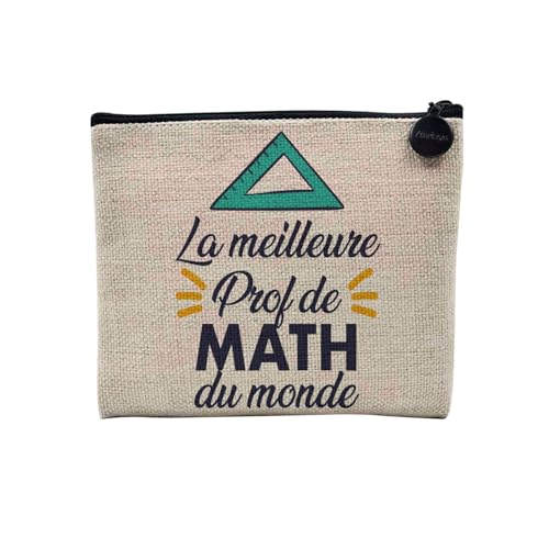 Tasche aus Leinen – Kollektion Le Best Le Meilleur du Monde Passion Beruf Freizeit Sport Collegue Familie – Kosmetiktasche aus Leinen in Leinenoptik – Kulturbeutel – Geldbörse, Math – Damen, 15 x 10 von Fabulous
