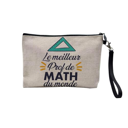 Tasche aus Leinen – Kollektion Le Best Le Meilleur du Monde Passion Beruf Freizeit Sport Collegue Familie – Kosmetiktasche aus Leinen in Leinenoptik – Kulturbeutel – Geldbörse, Math – Herren, 23.5 x von Fabulous