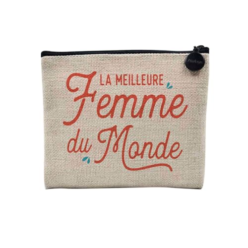 Tasche aus Leinen – Kollektion Le Best Le Meilleur du Monde Passion Beruf Freizeit Sport Collegue Familie – Kosmetiktasche aus Leinen in Leinenoptik – Kulturbeutel – Geldbörse, Woman du World, 15 x 10 von Fabulous