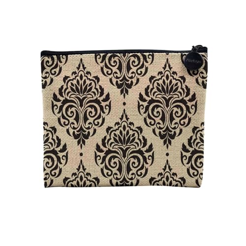 Tasche aus Leinen – Kollektion Motiv Minimalistische Form Kunst Abstrakt Stil Natur Design – Kosmetiktasche aus Segeltuch in Leinenoptik – Kulturbeutel – Geldbörse, Damast, 15 x 10 cm, Kosmetiktasche von Fabulous