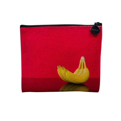 Tasche aus Leinen – Kollektion Obst Gemüse Exotische Ananas Küche – Kosmetiktasche aus Leinen in Leinenoptik – Kulturbeutel – Geldbörse, Banane Trio 2, 15 x 10 cm, Kosmetiktasche von Fabulous