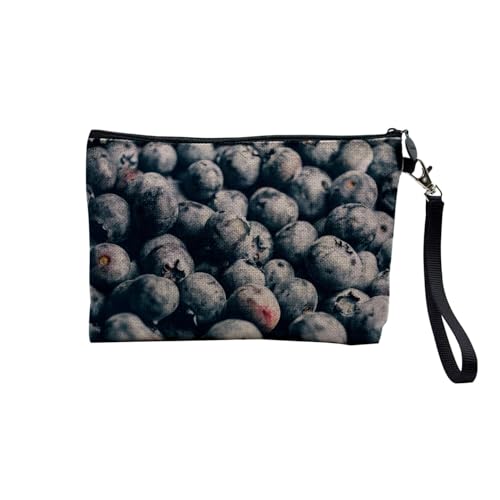 Tasche aus Leinen – Kollektion Obst Gemüse Exotische Ananas Küche – Kosmetiktasche aus Leinen in Leinenoptik – Kulturbeutel – Geldbörse, Blaubeeren, 23.5 x 15 cm, Kosmetiktasche von Fabulous
