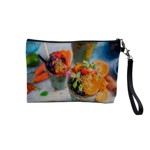 Tasche aus Leinen – Kollektion Obst Gemüse Exotische Ananas Küche – Kosmetiktasche aus Leinen in Leinenoptik – Kulturbeutel – Geldbörse, Obstschale, 23.5 x 15 cm, Kosmetiktasche von Fabulous