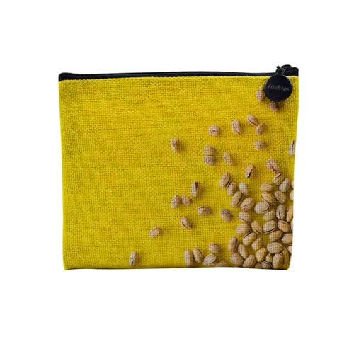 Tasche aus Leinen – Kollektion Obst Gemüse Exotische Ananas Küche – Kosmetiktasche aus Leinen in Leinenoptik – Kulturbeutel – Geldbörse, Pistazien, 15 x 10 cm, Kosmetiktasche von Fabulous