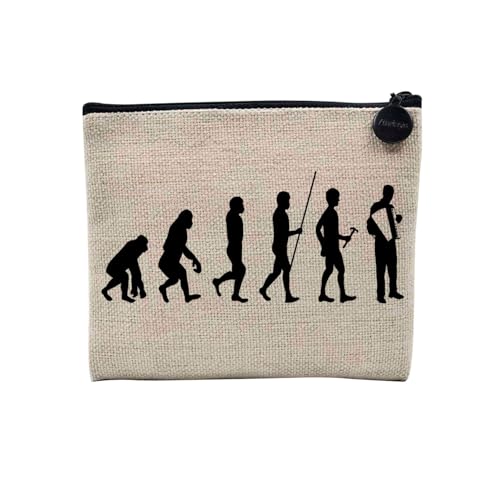 Tasche aus Leinen – Kollektion Parodie Evolution des Mannes Leidenschaft Sport Freizeit Musikinstrument Musik – Kosmetiktasche aus Leinen in Leinenoptik – Kulturbeutel – Geldbörse, Akkordeon, 15 x 10 von Fabulous