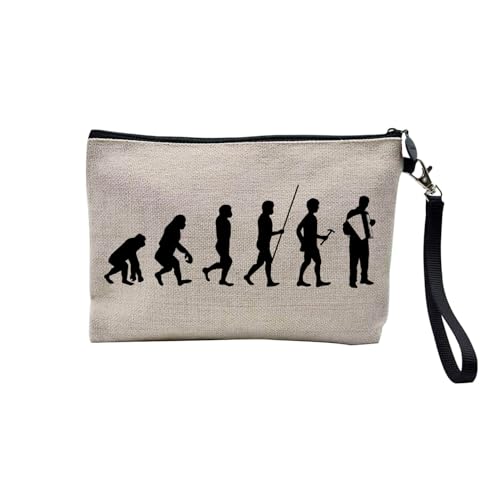 Tasche aus Leinen – Kollektion Parodie Evolution des Mannes Leidenschaft Sport Freizeit Musikinstrument Musik – Kosmetiktasche aus Leinen in Leinenoptik – Kulturbeutel – Geldbörse, Akkordeon, 23.5 x von Fabulous