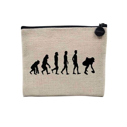 Tasche aus Leinen – Kollektion Parodie Evolution des Mannes Leidenschaft Sport Freizeit Musikinstrument Musik – Kosmetiktasche aus Leinen in Leinenoptik – Kulturbeutel – Geldbörse, Amerikanischer von Fabulous